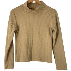 Women’s One Step Up Size Large Mock Neck Cable Texture Long Sleeve Top 5444